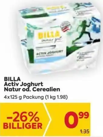 Billa Billa Activ Joghurt Natur od. Cerealien 4x125 g Angebot