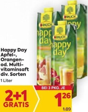Billa Happy Day Apfel, Orangen od. Multivitaminsaft 1 Liter Angebot
