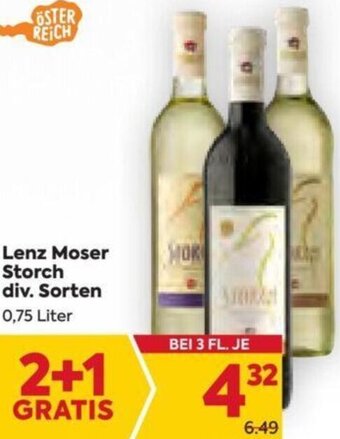 Billa Lenz Moser Storch 0,75 Liter Angebot