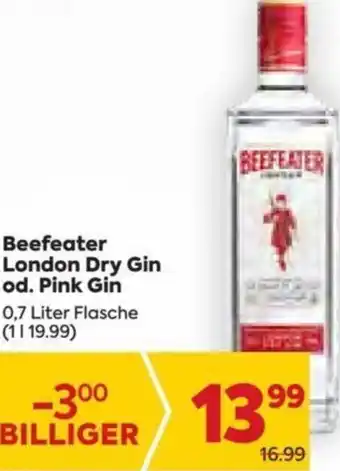Billa Beefeater London Dry Gin od. Pink Gin 0,7 liter Angebot