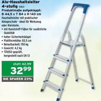 Salzburger Lagerhaus Alu-Haushaltsleiter 4-Stufig B 44,5 x T 84 x H 143 cm Angebot