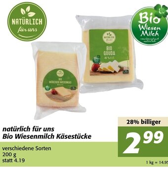 Strasser Markt Natürlich Für Uns Bio Wiesenmilch Käsestücke 200 g Angebot