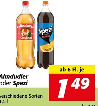 Strasser Markt Almdudler oder Spezi 1,5 l Angebot