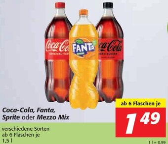 Nah&Frisch Coca-Cola, Fanta, Sprite oder Mezzo Mix 1,5L Angebot