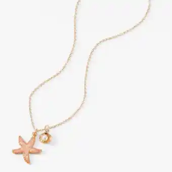 Claire's Pink starfish pearl gold pendant necklace Angebot