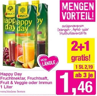 Sutterlüty Happy Day Fruchtnektar, Fruchtsaft, Fruit & Veggie oder Immun 1 Liter Angebot