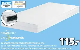 JYSK Dreamzone Taschenfederkernmatratze Basic S30 90x200 cm Angebot