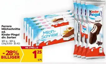 Billa Ferrero Milchschnitte od. Kinder Pingui 120g-140g Angebot