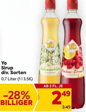 Billa Yo Sirup 0,7 Liter Angebot
