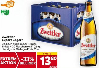 Billa Zwettler Export Lager 0,5 Liter Angebot