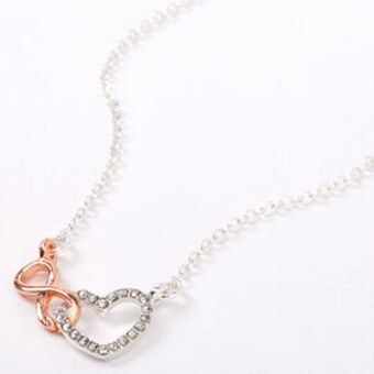 Claire's Silver & rose gold infinity loop heart pendant necklace Angebot