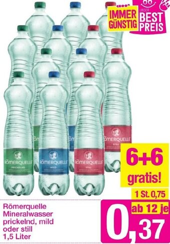 Sutterlüty Römerquelle Mineralwasser prickelnd, mild oder still 1,5 Liter Angebot