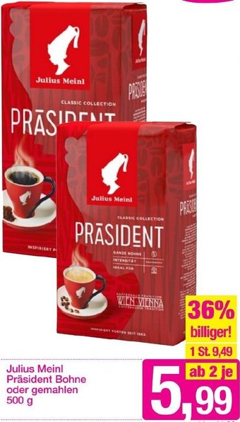 Sutterlüty Julius Meinl Präsident Bohne Oder Gemahlen 500 g Angebot