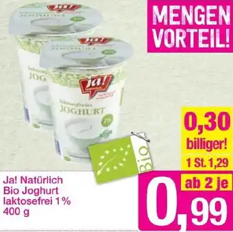Sutterlüty Ja! Natürlich Bio Joghurt laktosefrei 1 % 400 g Angebot
