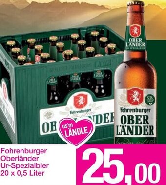 Sutterlüty Fohrenburger Oberländer Ur-Spezialbier 20 x 0,5 Liter Angebot