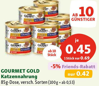 Fressnapf Gourmet Gold Katzennahrung 85g Angebot
