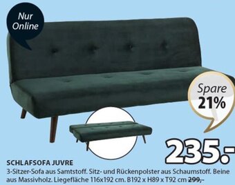 JYSK Schlafsofa Juvre B192 x H89 x T92 cm Angebot
