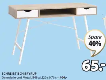 JYSK Schreibtisch Bryrup B48 x L120 x H76 cm Angebot