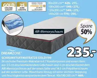 JYSK Dreamzone  Schaumstoffmatratze Gold F90 90x190/200 cm Angebot