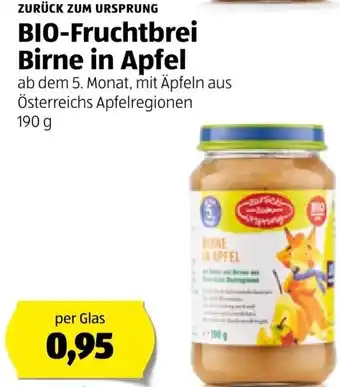Hofer Zurück Zum Ursprung Bio-Fruchtbrei Birne in Apfel 190 g Angebot