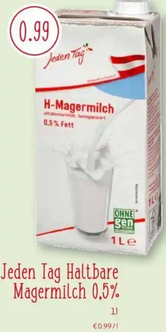MPreis Jeden Tag Haltbare Magermilch 0.5% 1l Angebot
