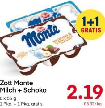 MPreis Zott Monte Milch + Schoko 6 x 55 g Angebot