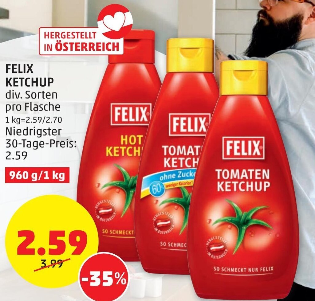 Felix Ketchup 960 g/1 kg Angebot bei PENNY