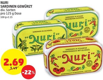 PENNY Nuri Sardinen Gewürzt 125 g Angebot