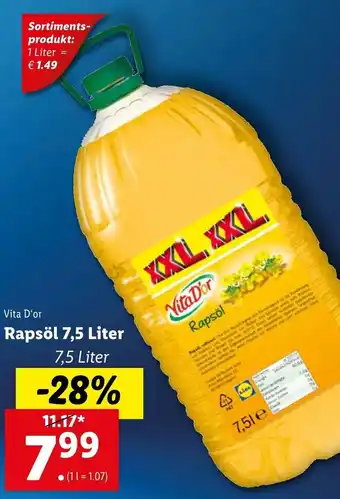 Lidl Rapsöl 7,5 Liter Angebot