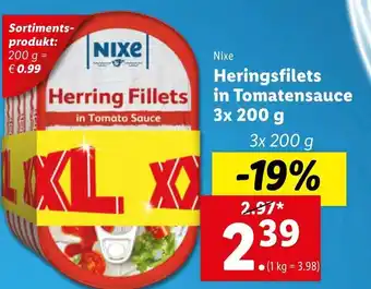 Lidl Heringsfilets in Tomatensauce 3x200g Angebot