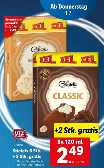Lidl Stieleis 6 Stk.+ 2 Stk. Gratis 8x120ml Angebot