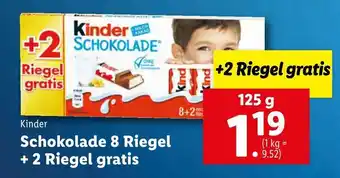 Lidl Schokolade 8 Riegel 125g Angebot