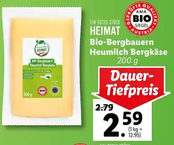 Lidl Bio-Bergbauern Heumilch Bergkäse 200g Angebot