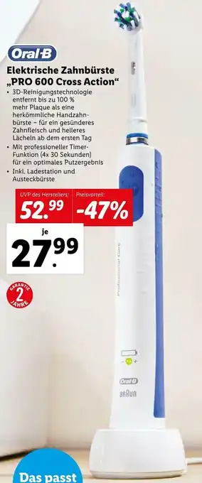 Lidl Oral-B Elektrische Zahnbürste Pro 600 Cross Action Angebot