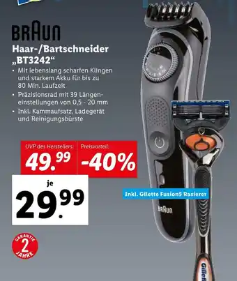 Lidl BrAun Haar-/ Bartschneider BT3242 Angebot