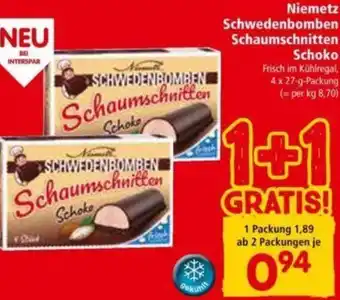 Interspar Niemetz Schwedenbomben Schaumschnitten Schoko Angebot