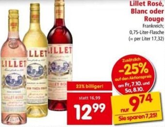 Interspar Lillet Rosé, Blanc oder Rouge 0,75 Liter Angebot