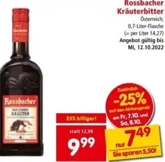 Interspar Rossbacher Kräuterbitter 0,7 Liter Angebot
