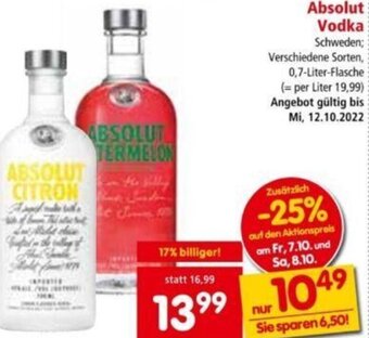 Interspar Absolut Vodka 0,7 Liter Angebot
