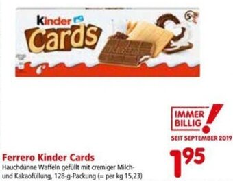 Interspar Ferrero Kinder Cards 128 g Angebot