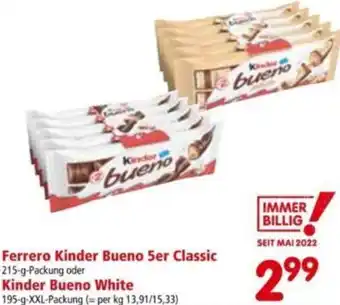 Interspar Ferrero Kinder Bueno 5er Classic 215 g oder Kinder Bueno White 195 g Angebot