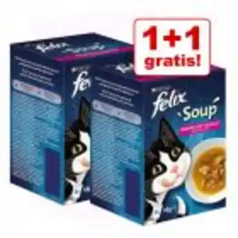 Zooplus 6 + 6 gratis! 12 x 48 g felix soup katzenfutter Angebot