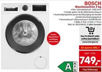 Interspar Bosch Waschmaschine 9 kg Angebot