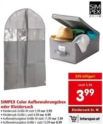 Interspar Simpex Color Aufbewahrungsbox oder Kleidersack M Angebot
