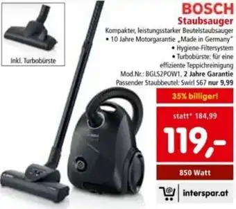 Interspar Bosch Staubsauger Angebot