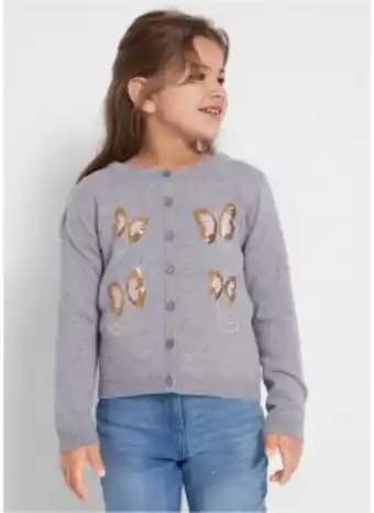 Bonprix Mädchen baumwoll-strickjacke mit pailletten Angebot