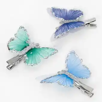 Claire's Silver cooltoned butterfly hair clips - 3 pack Angebot