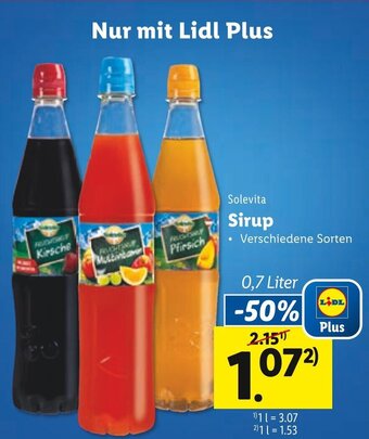 Lidl Solevita Sirup 0,7 Liter Angebot