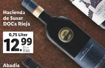 Lidl Hacienda de Susar DOCa Rioja 0,75 Liter Angebot