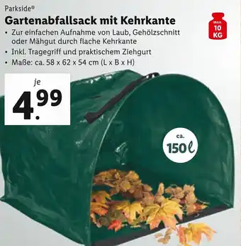 Lidl Parkside Gartenabfallsack mit Kehrkante Angebot